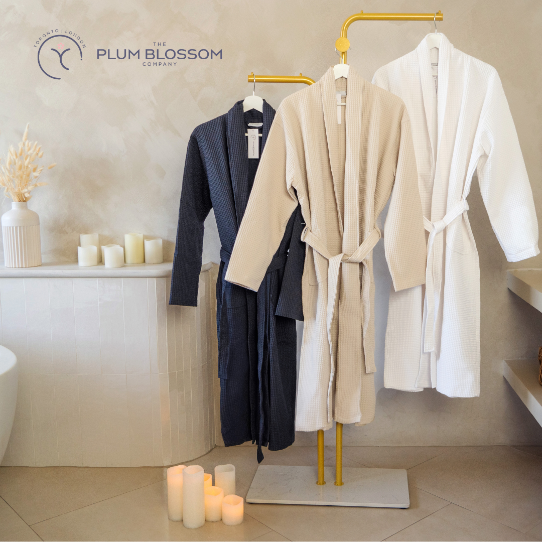 The Plum Blossom Company Organic Cotton Waffle Robe: Classic, Piped or Hooded