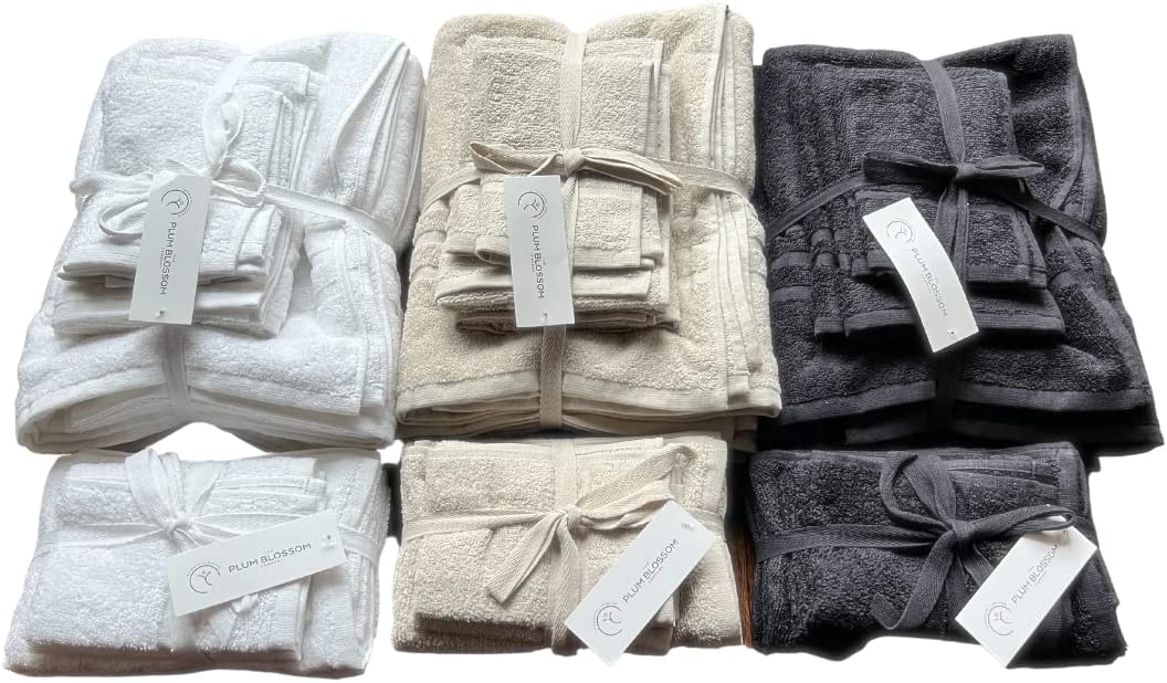 The Plum Blossom Company Ensemble de serviettes en éponge bio, certifié GOTS