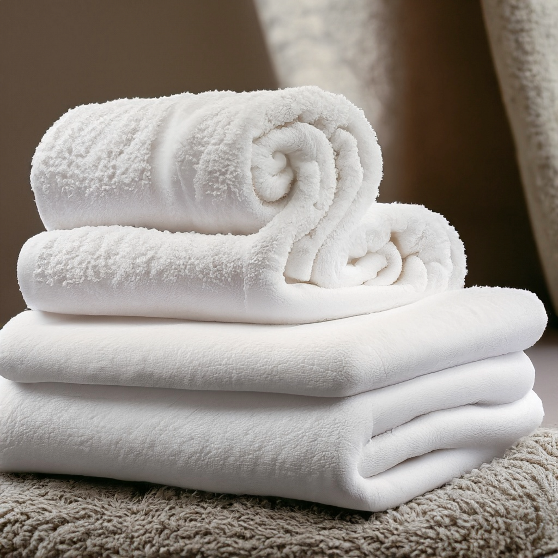 BY LORA Luxury 4-Piece Terry Cotton Bath Towel Set - Chemical-Free- Soft,  Absorbent, Eco-Friendly Towels for Bath and Spa, White, Set of 4
